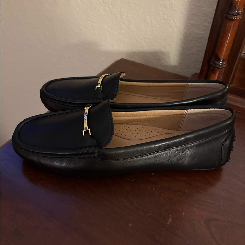NWOB Ralph Lauren Black Leather Loafers for Women - Picture 4 of 11